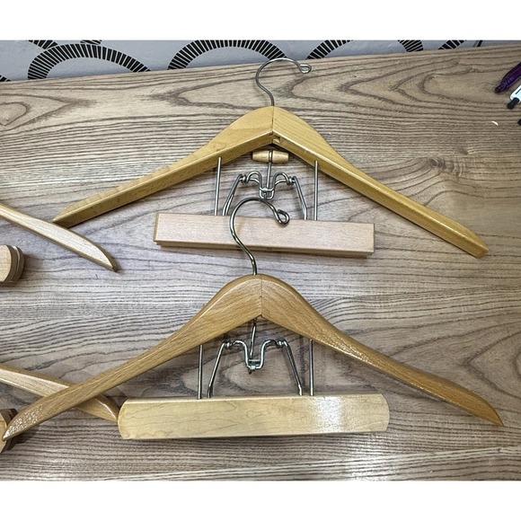 Lot Of 4 Vintage 18" Wood Suit Coat Blazer Trouser Pant Hanger Presswell - Picture 7 of 8